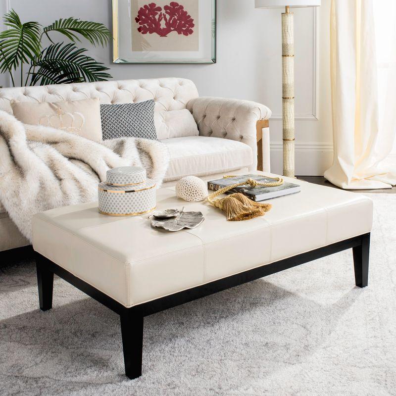 Elegant White Tufted 48" Transitional Cocktail Ottoman