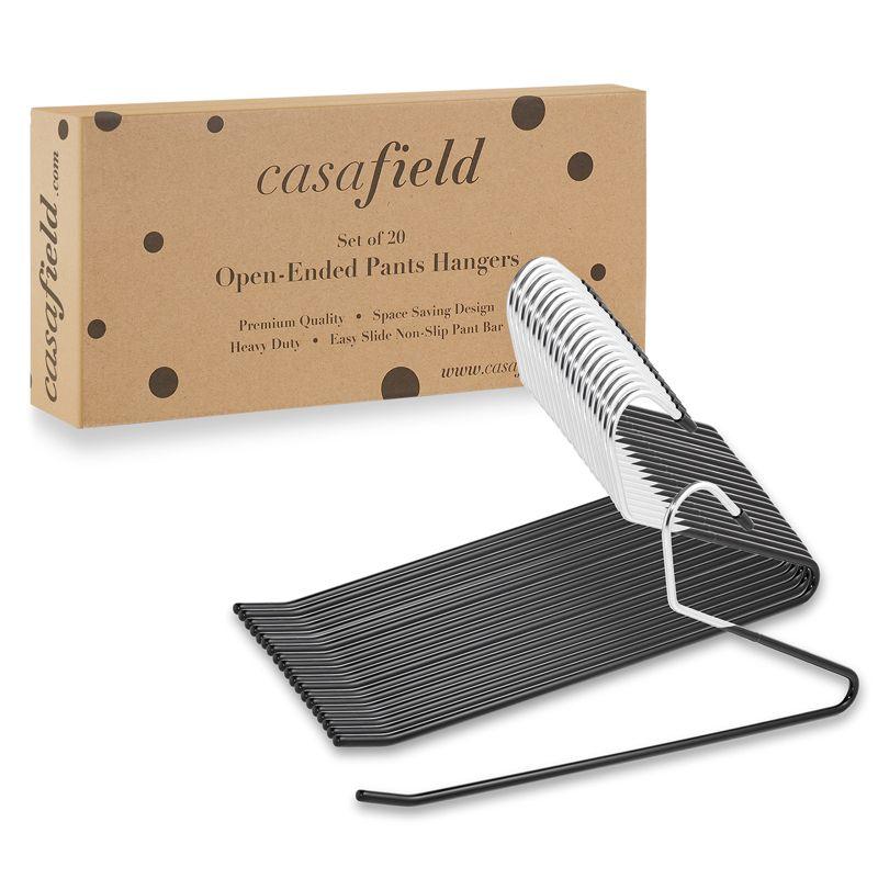 Casafield Open-Ended Pants Hangers for Trousers, Slacks, Jeans, Skirts - Set of 20