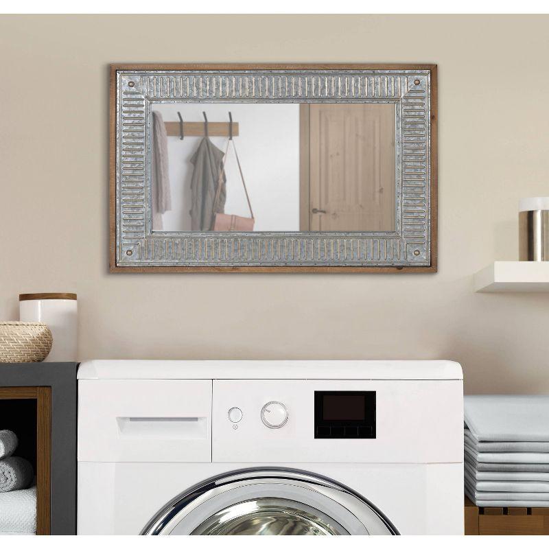 20" x 30" Rectangle Deely Wall Mirror Rustic Brown - Kate & Laurel All Things Decor