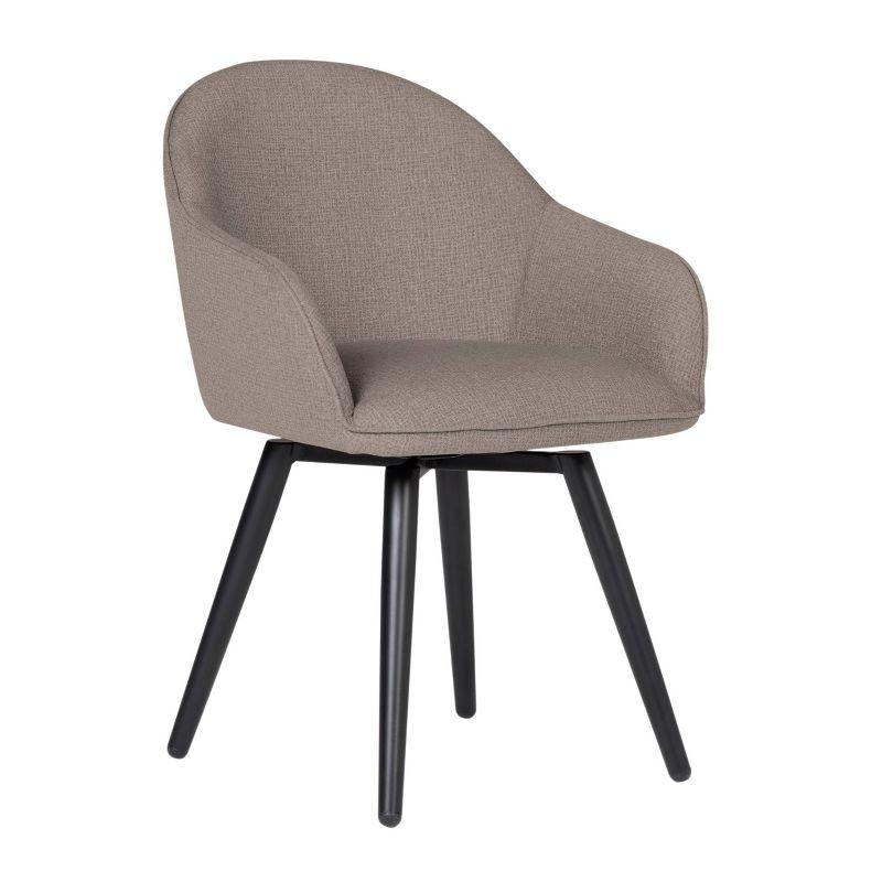 Swivel Spot Accent Chair in Beige Leather with Metal Base