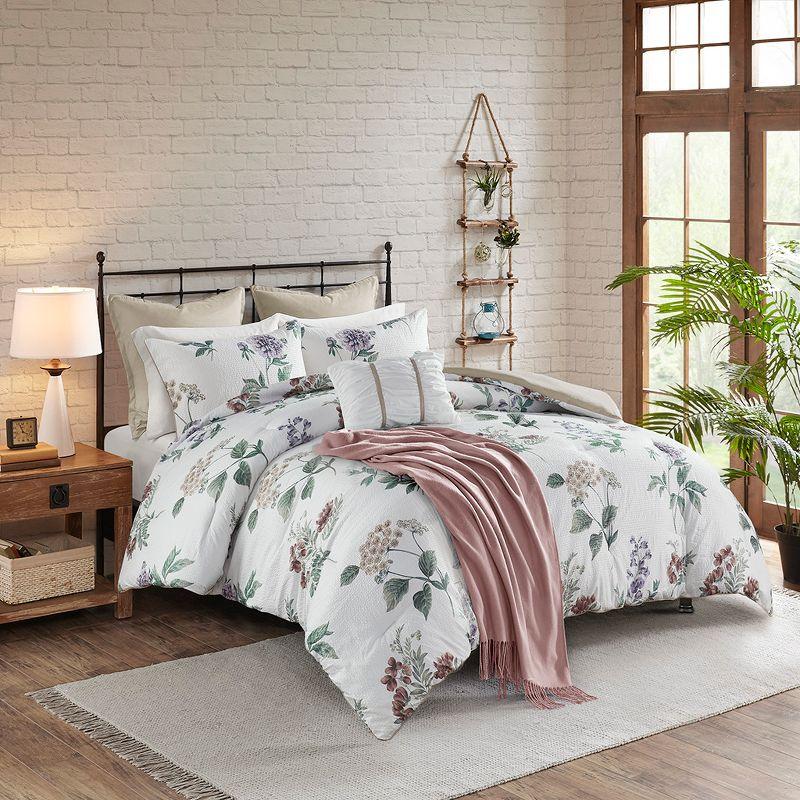 Madison Park Zennia 7 Piece Seersucker Floral Comforter Set with Throw Blanket