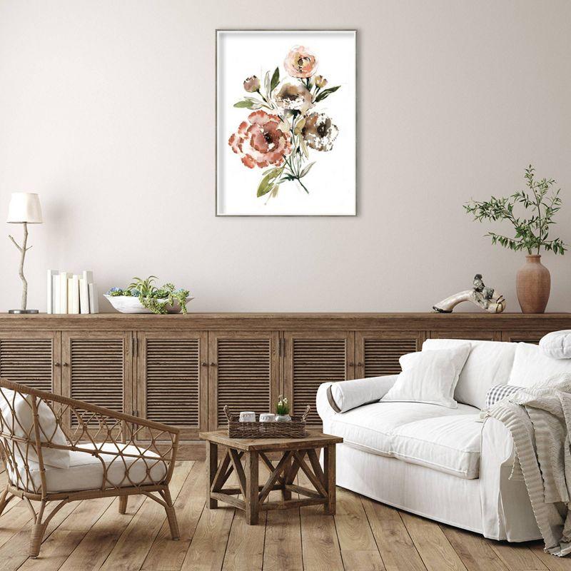 Muted Floral Bouquet Wood Framed Wall Art Print