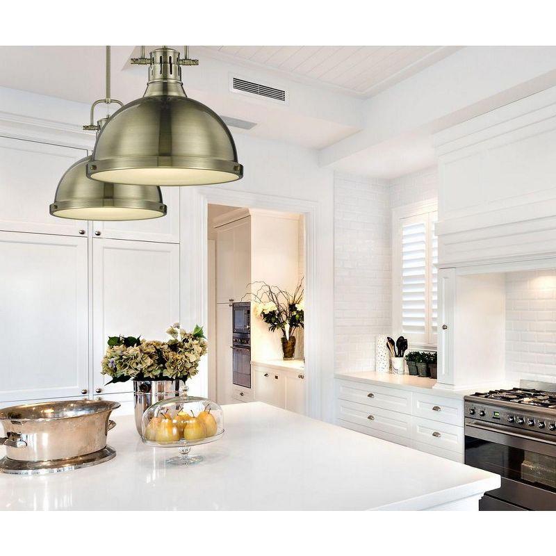 Golden Lighting Duncan 1-Light Large Pendant in Matte Black with White