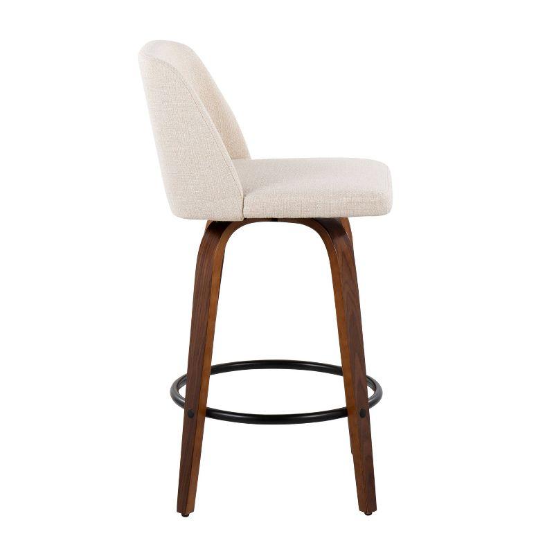 Set of 2 Toriano Counter Height Barstool : Mid-Century Tapered Leg, Swivel Seat, Footrest - LumiSource