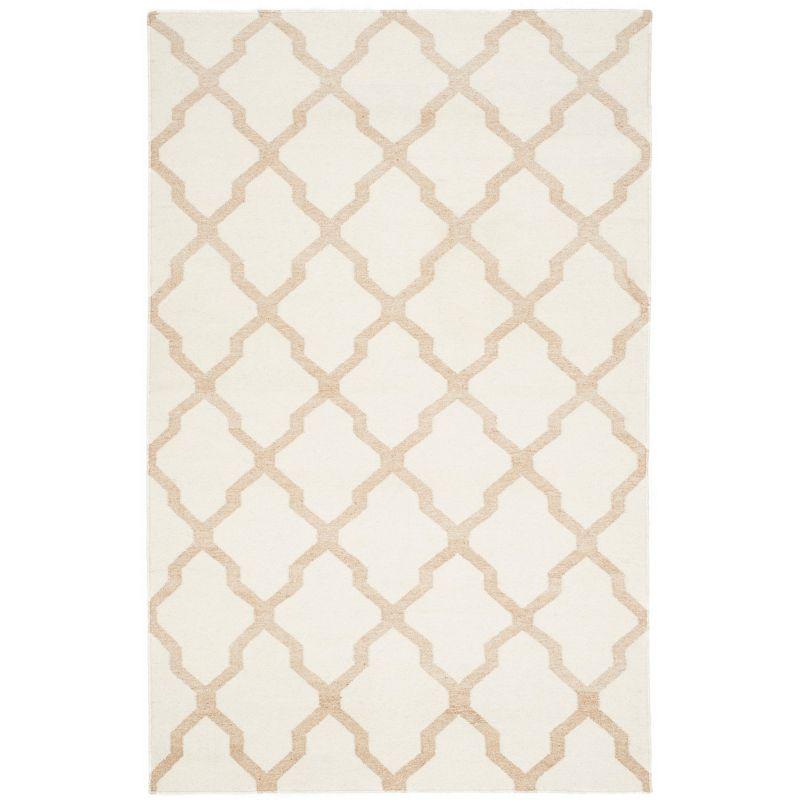 Dhurries DHU645 Hand Woven Flat Weave Indoor Area Rug - Ivory/Camel - 5'x8' - Safavieh