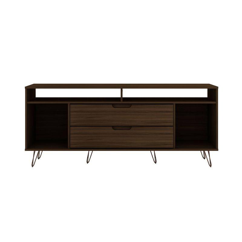 Rockefeller TV Stand for TVs up to 60" with Storage, Cable Management Brown - Manhattan Comfort