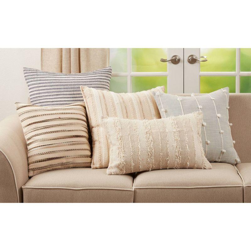 Saro Ambrosia Collection Appliqued Cotton Blend Throw Pillow
