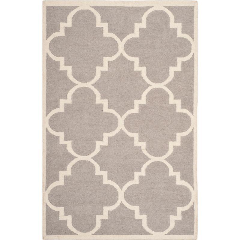 Dhurries DHU633 Hand Woven Area Rug - Dark Grey/Ivory - 5'x8' - Safavieh.