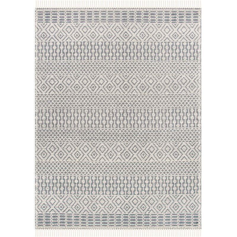 Ivory & Navy Hand-Tufted Wool Area Rug - 6' x 9' Coastal Charm