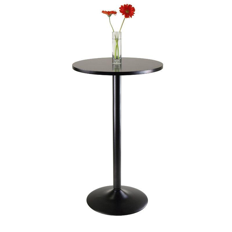 Winsome Obsidian Pub Table Bar Height Wood/Black: Contemporary Round Pedestal, MDF Composite