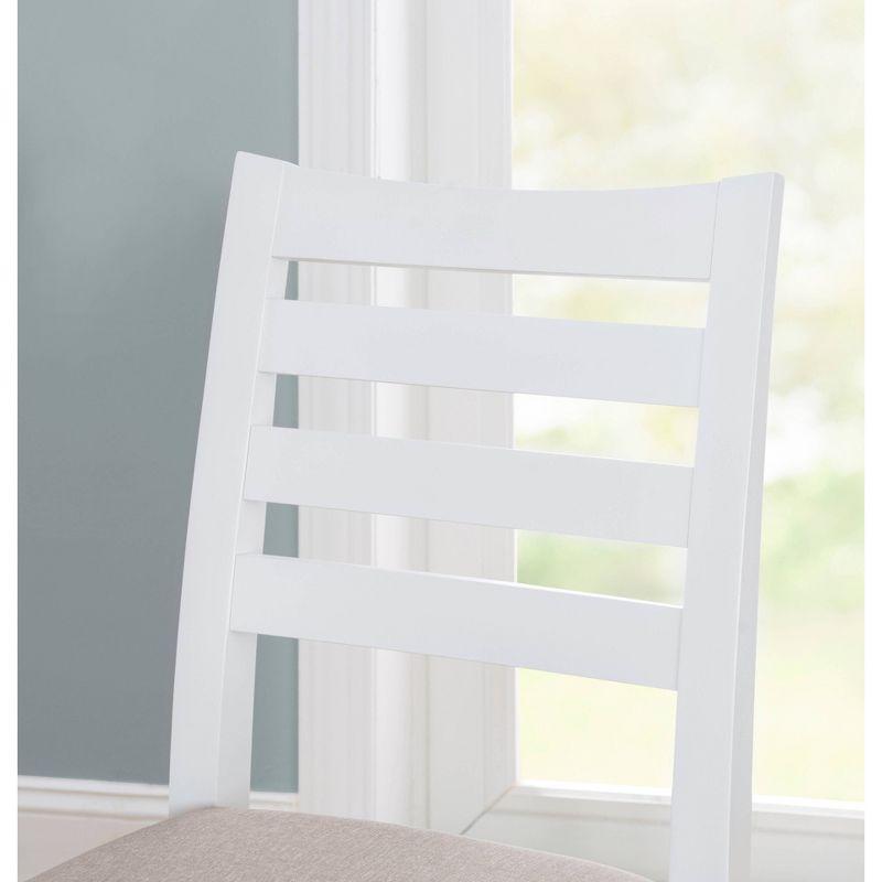 Set of 2 Flynn Ladder Back Counter Height Barstools Upholstered White - Linon: No Assembly, Solid Beechwood