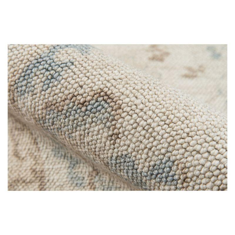 Beige Rectangular Easy-Care Wool Blend Area Rug