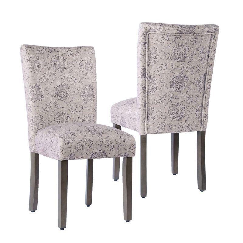 Set of 2 Linen Floral Print Parsons Side Chairs