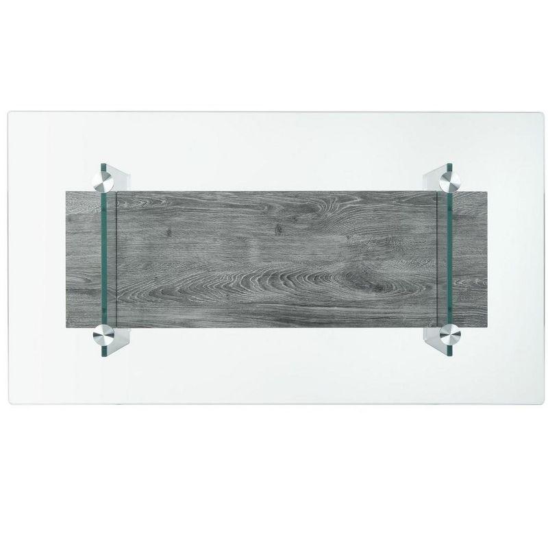 Kayley Coffee Table - Glass/Black Oak Wood Shelf - Safavieh