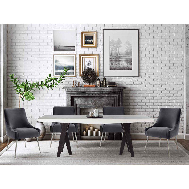 Beatrix 19'' H Velvet Upholstered Metal Parsons Chair