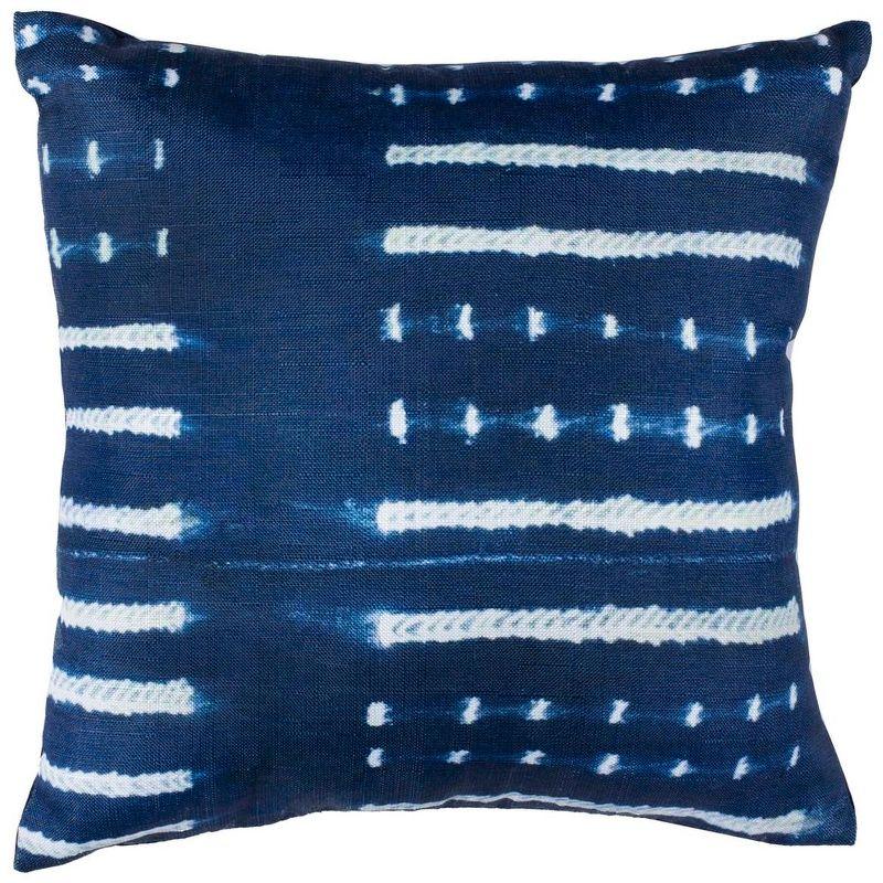 Blue and White Geometric Square Throw Pillow