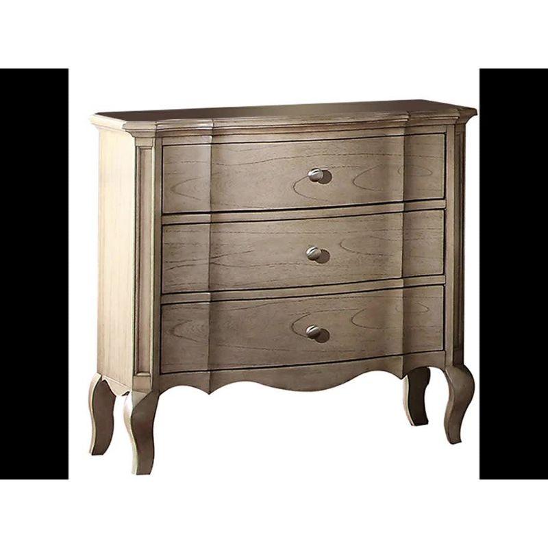 Antique Taupe 3-Drawer Nightstand with Cabriole Legs