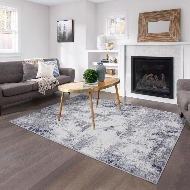 Elledge Abstract Ivory/Gray Area Rug