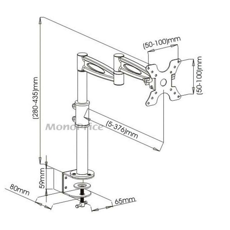 Black Aluminum and Steel Adjustable Tilting Monitor Desk Mount