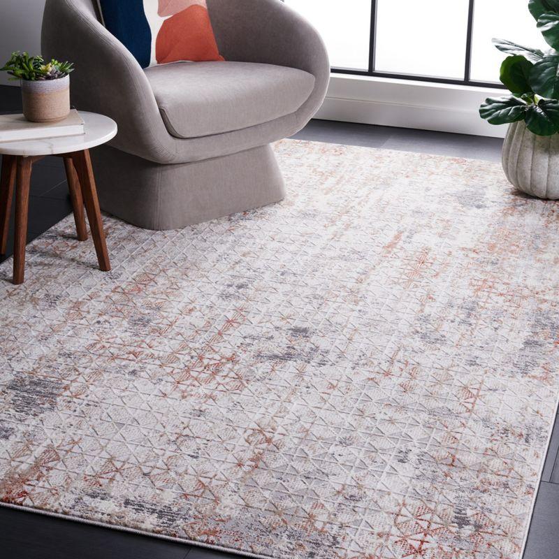 Abstract Elegance 8' x 10' Rust/Grey Synthetic Area Rug