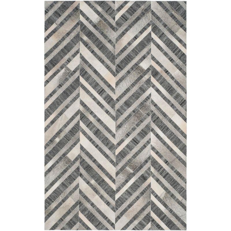 Studio Leather STL223 Hand Woven Indoor Area Rug - Ivory/Dark Grey - 5'x8'- Safavieh