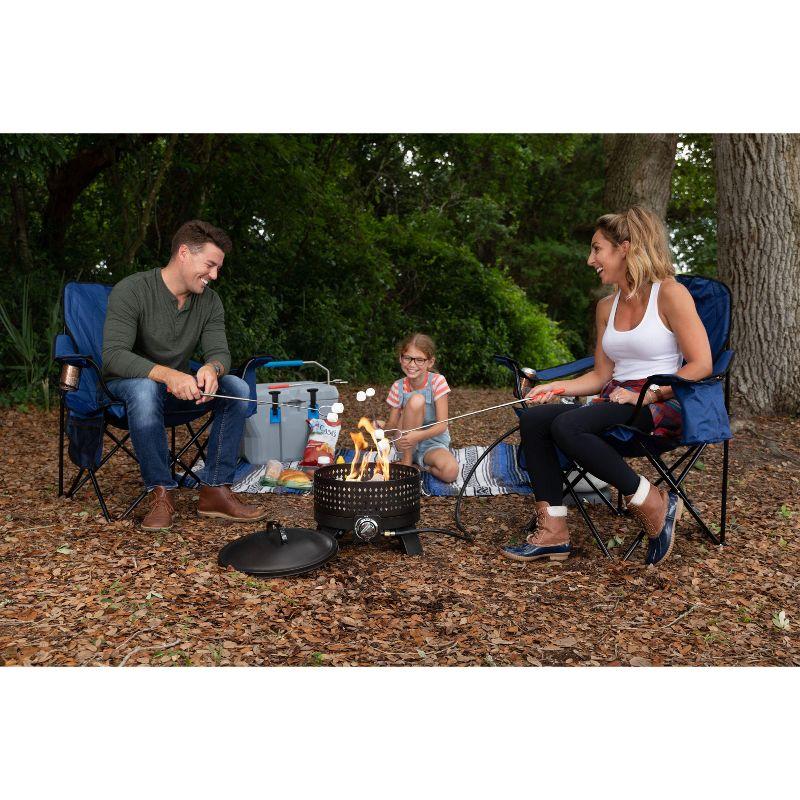 Fire Sense 62133 Sporty Campfire Portable Fire Pit LPG Gas 60,000 BTU Outdoor Firepit Includes Propane Stand Included - Dark Bronze - Round - 15"