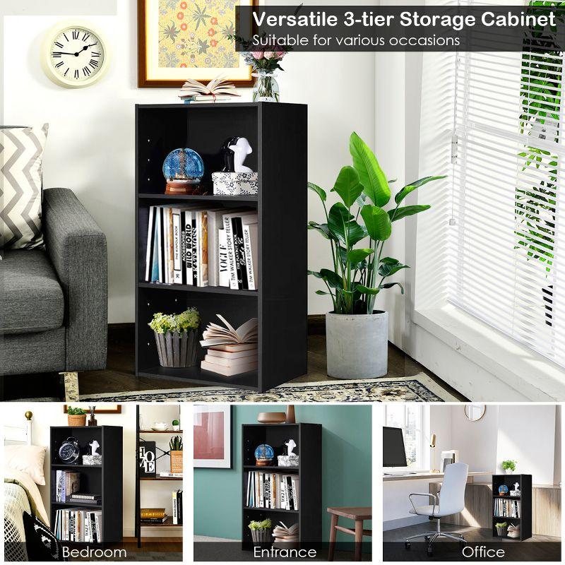 Costway 3 Open Shelf Bookcase Modern Multi-functional Storage Display Cabinet Black