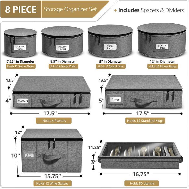 Sorbus 8 Piece Hard Shell Dinnerware Storage Cases - for Dinnerware, Mugs, Cups