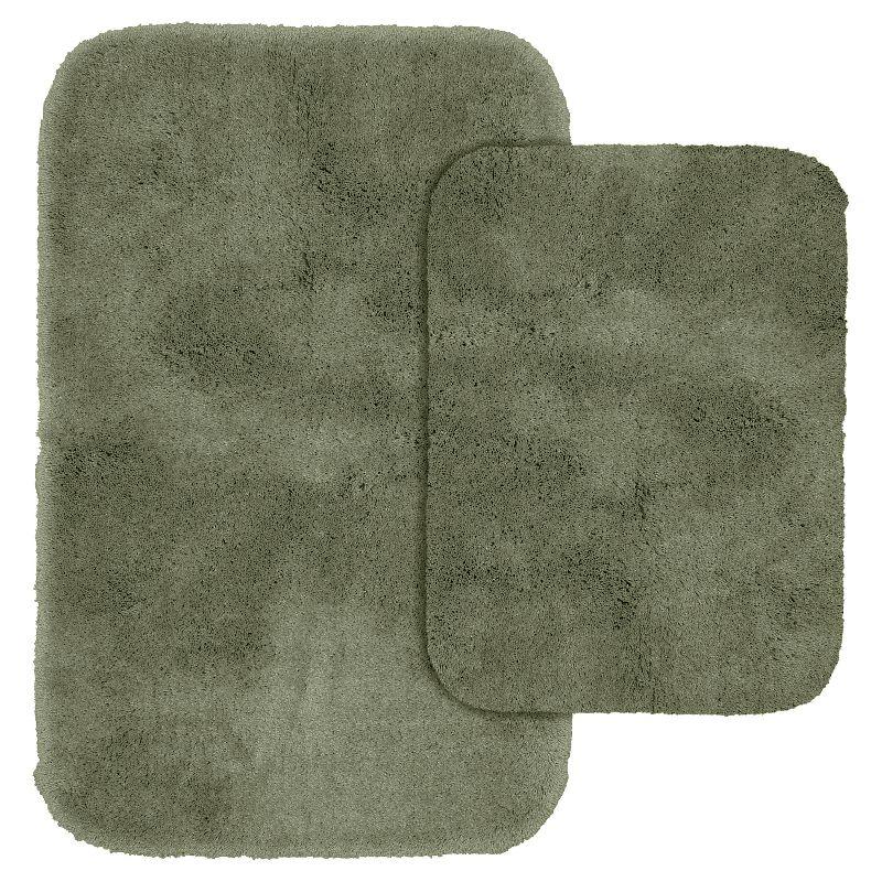 Deep Fern Ultra Plush Washable Nylon Bath Rug Set