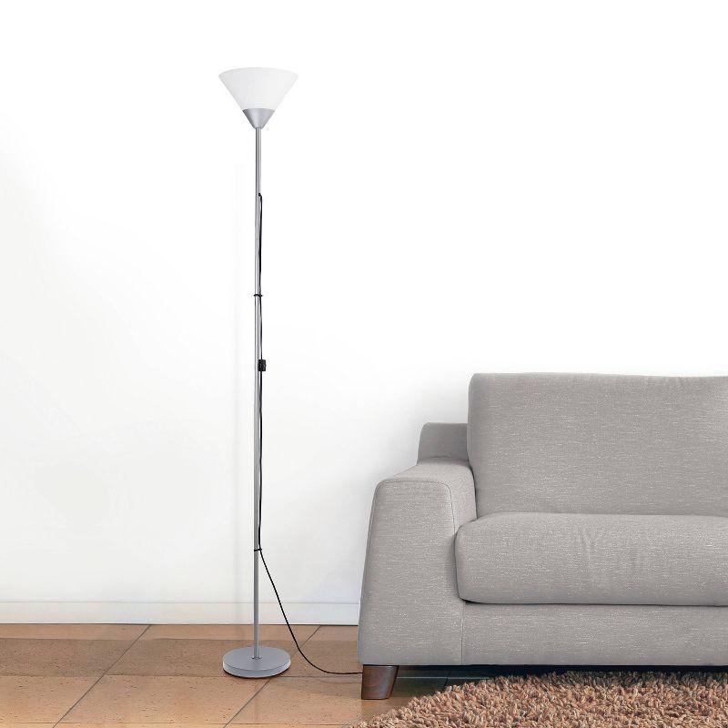 1-Light Stick Torchiere Floor Lamp Silver - Simple Designs: Modern Minimalist for Bedroom