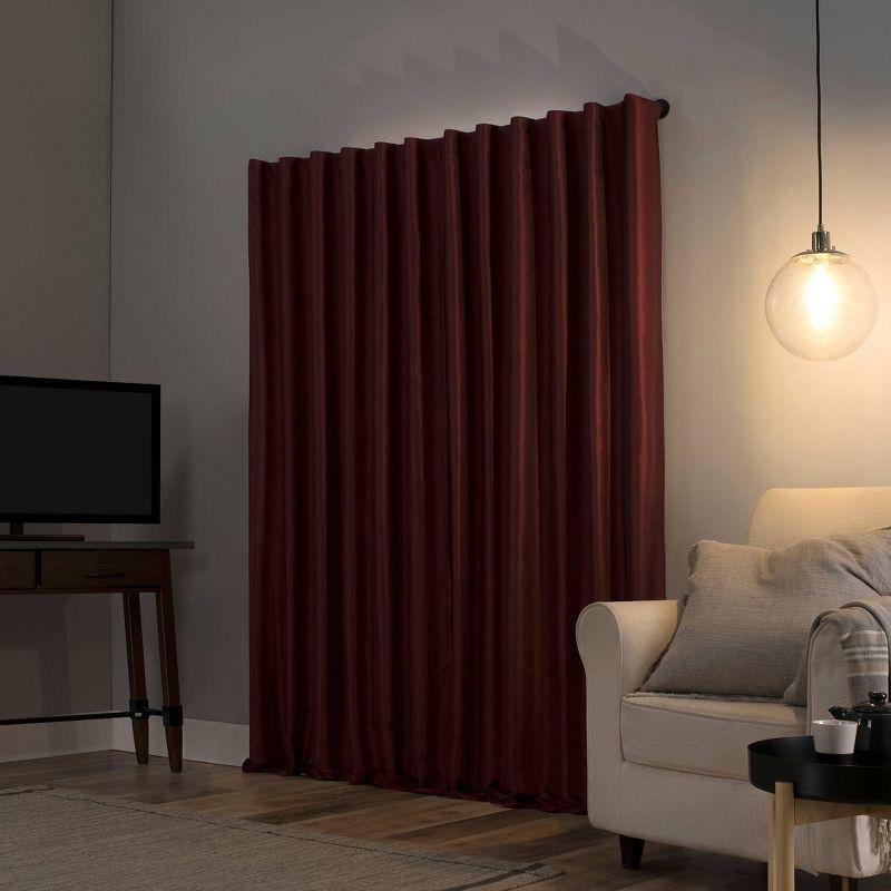 Faux Dupioni Silk Thermal Extreme 100% Blackout Back Tab Curtain Panel