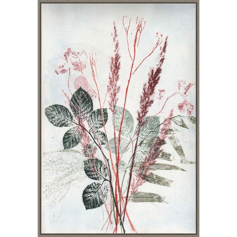 Botanic-Inspired Red and Green Canvas Framed Wall Art, 23x33