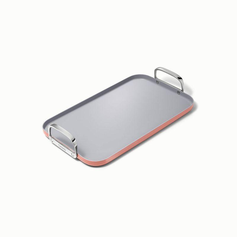 Terracotta Ceramic Nonstick Double Burner Griddle with Stainless Steel Handles