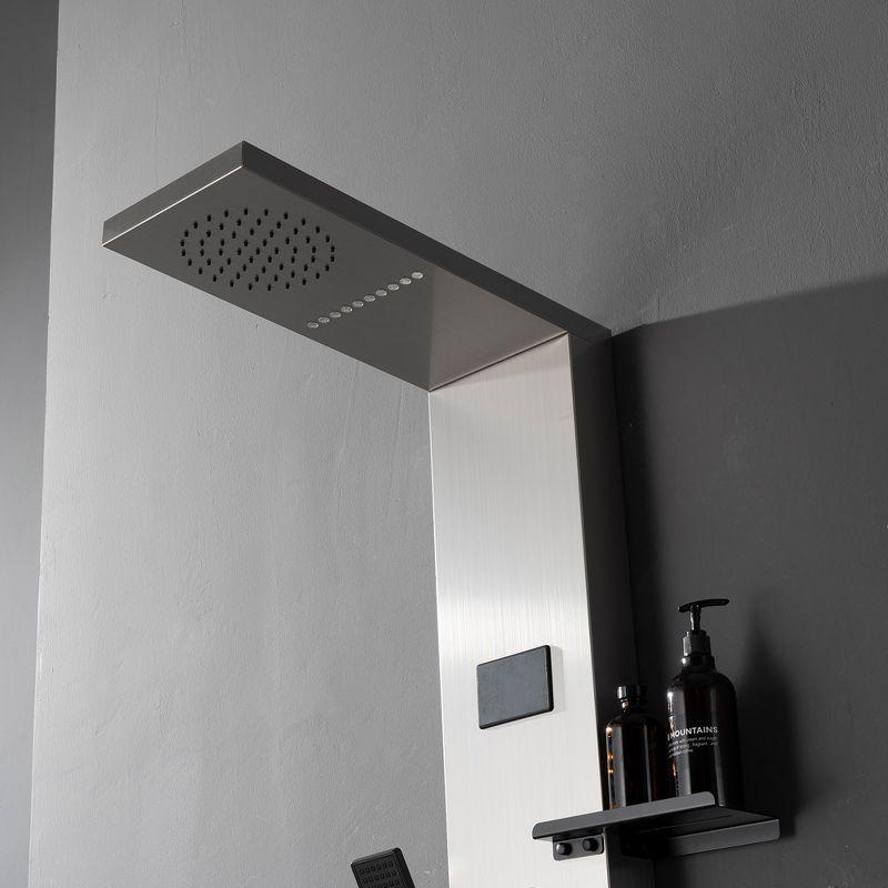 BWE 2-Jet Rainfall Shower Panel System with Rainfall Shower Head, Shelf, STub Spout and LED Light