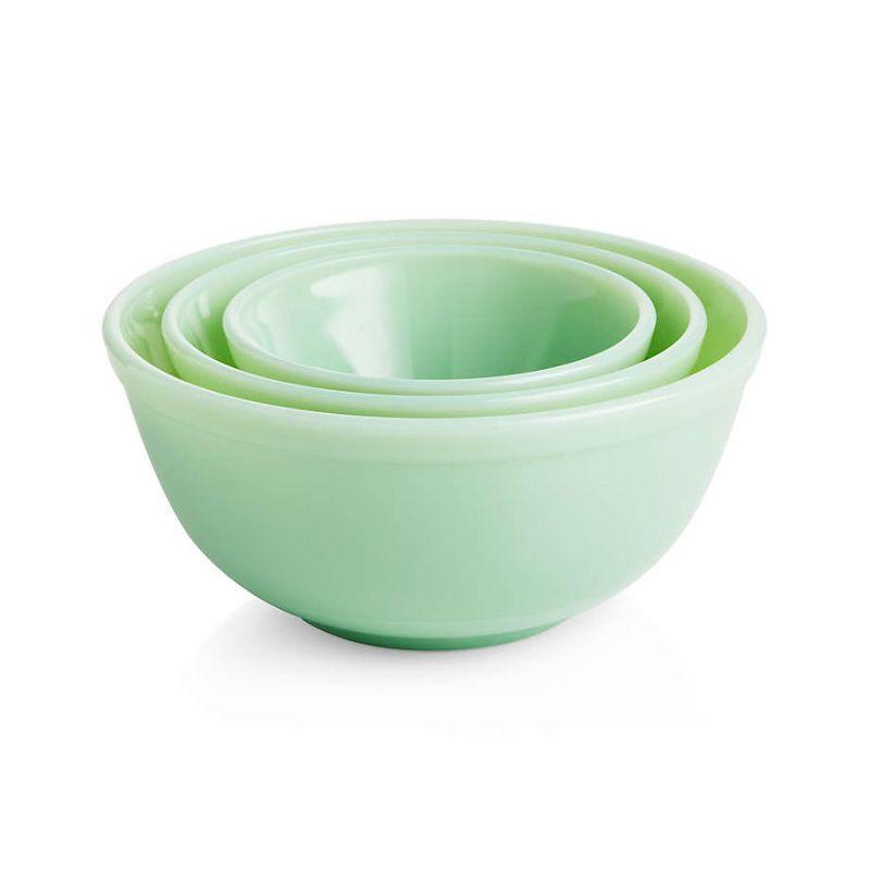 Mosser Glass Jadeite Mixing Bowl Set (Set of 3), Green Glass