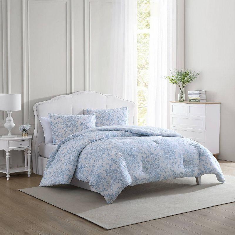 Laura Ashley Bedford Reversible Cotton Blue Comforter Set