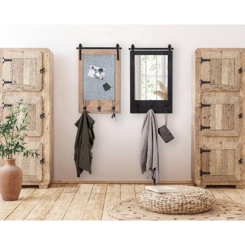 18" x 28" Cates Functional Wall Mirror Black - Kate & Laurel All Things Decor: Rustic Farmhouse, Wooden Frame, No Assembly Required