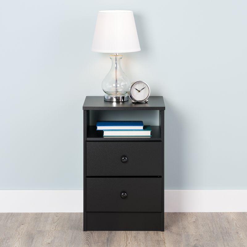 Astrid Timeless Black Nightstand with 2 Drawers and Open Shelf