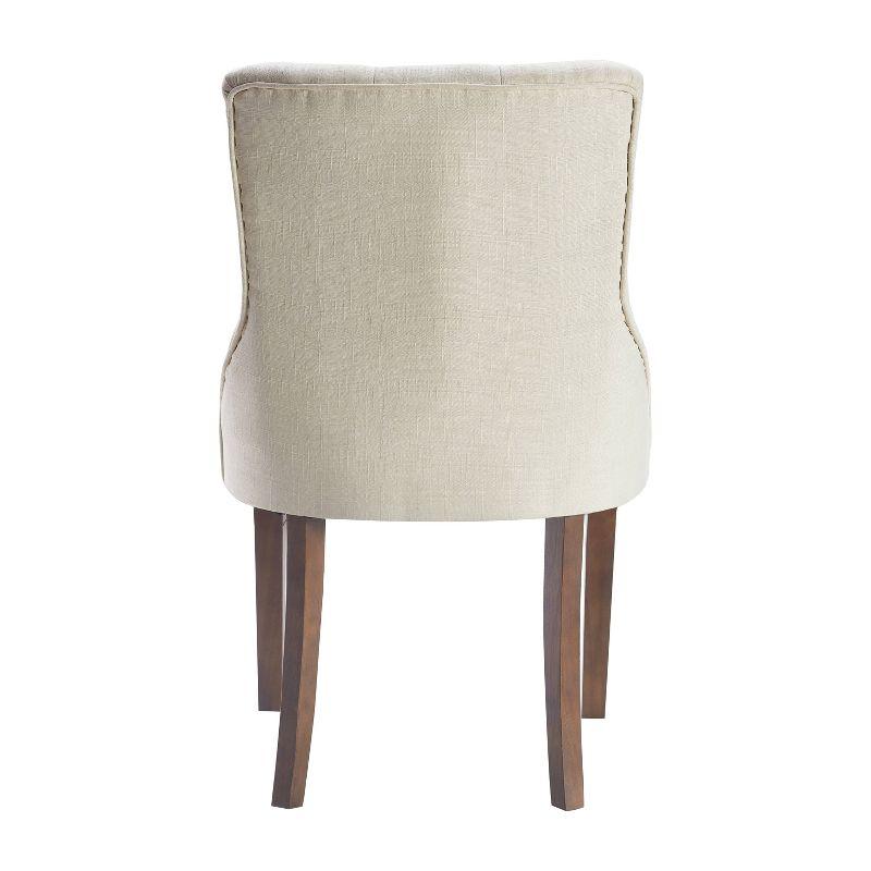 Set of 2 Elmhurst Tufted Side Chair Vintage Cream - Finch: Upholstered, Contoured Back, Wooden Legs