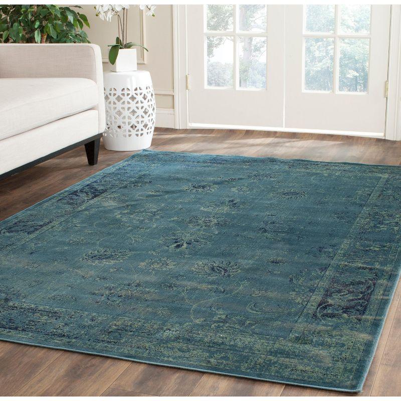 Vintage VTG117 Power Loomed Indoor Skid-Resistant Accent Rug - Turquoise/Multi - 3'3"x5'7" - Safavieh