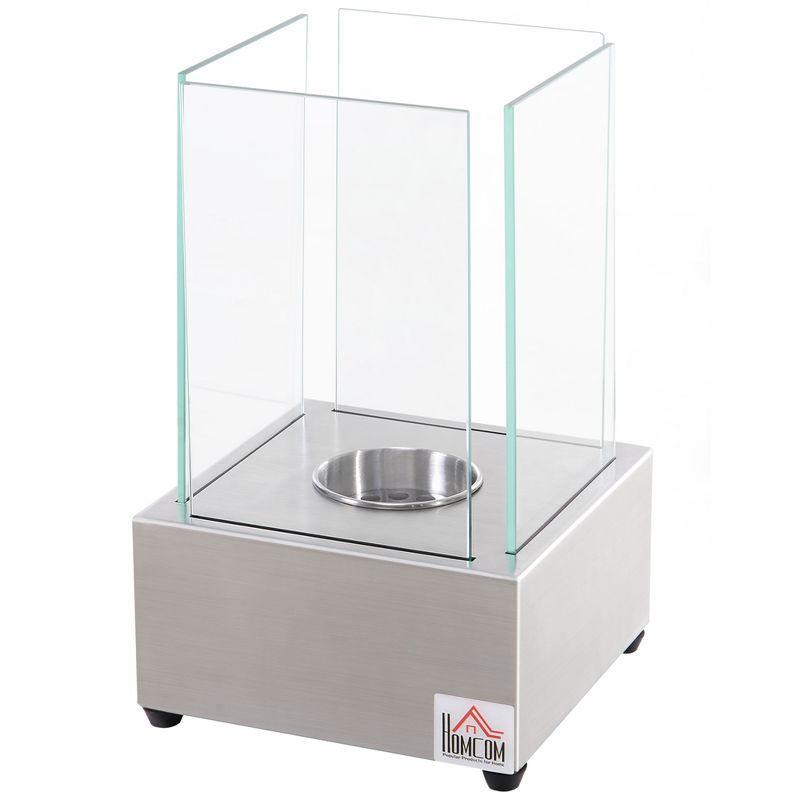 HomCom Metal Bio-Ethanol Tabletop Fireplace with Flame Guard