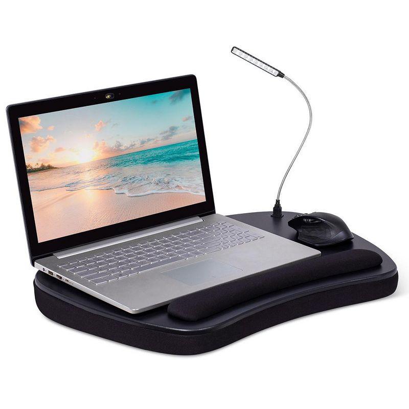 Sofia + Sam Oversized Memory Foam Lap Desk with USB Light - - Fits Laptops Up to 17 Inches - Matte Black