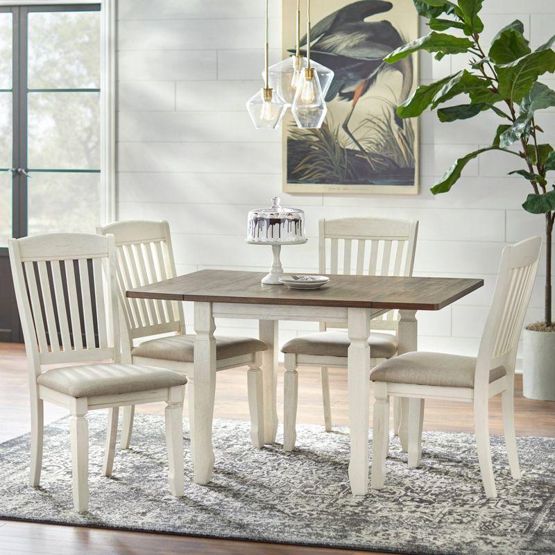 Maryland 5-Piece Walnut and White Extendable Dining Set