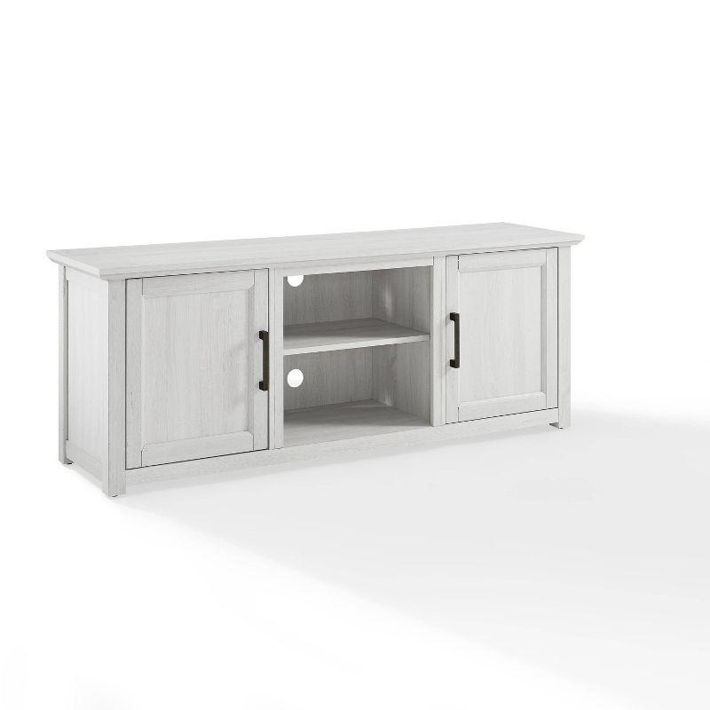 Whitewash Low Profile TV Stand with Cabinets