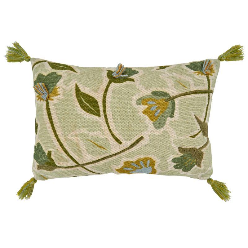 Saro Blossom Collection Floral Cotton Pillow Cover