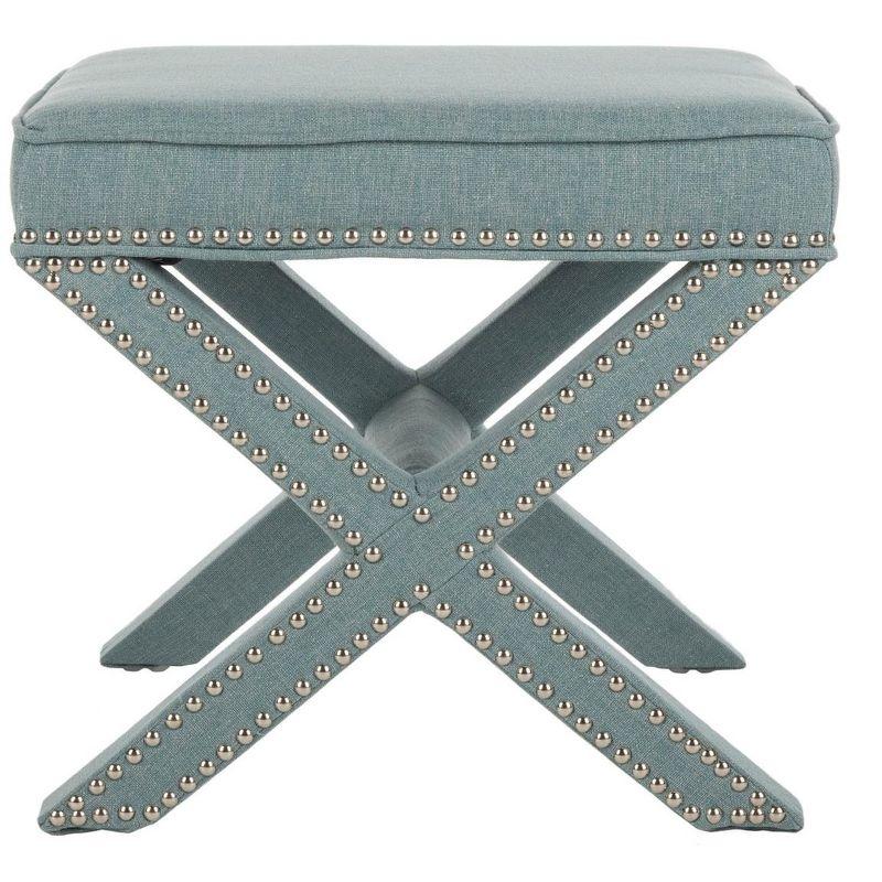 Palmer Ottoman W/ Silver Nail Heads - Sky Blue - Safavieh