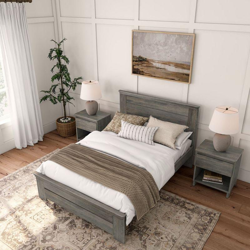 Plank+Beam Farmhouse Full Size Bed Frame with Headboard, Solid Wood Platform Bed