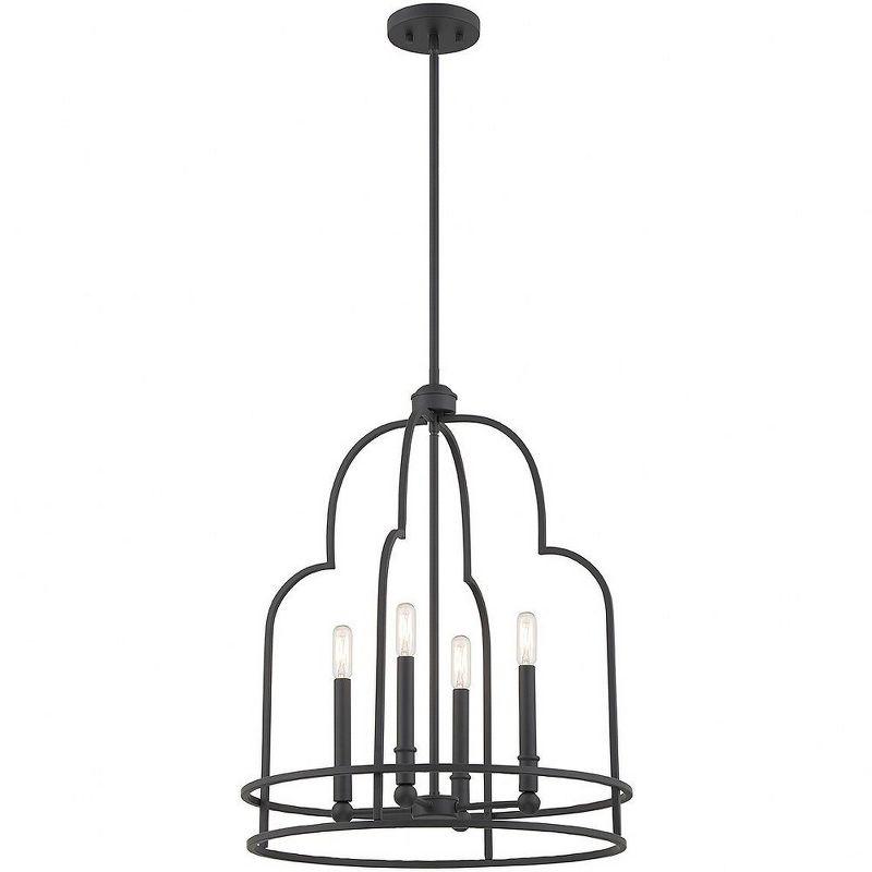 Matte Black 4-Light Pendant with Adjustable Height