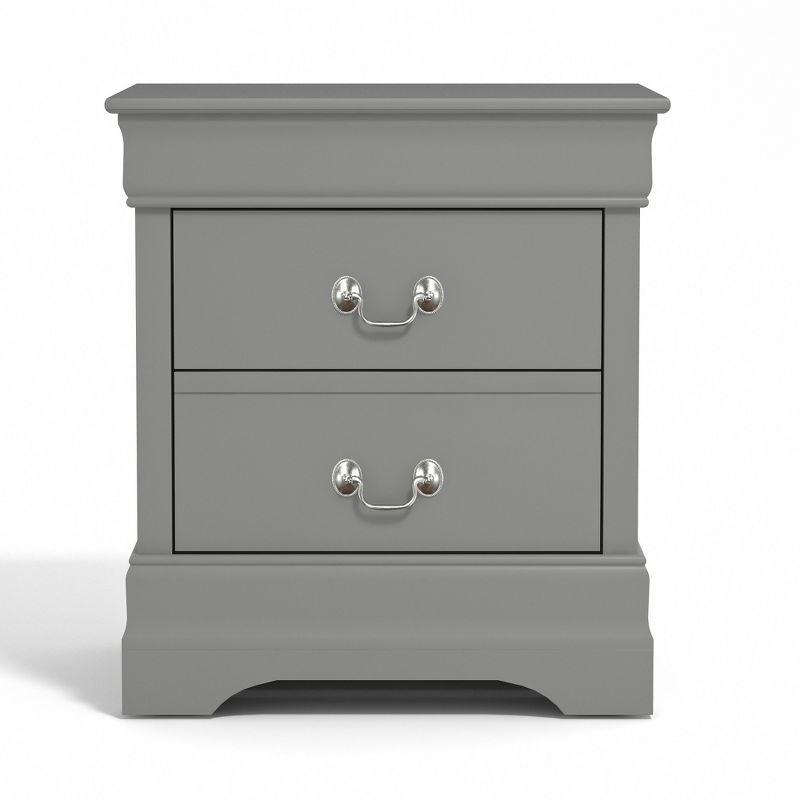 Ireton Sophisticated 2-Drawer Gray Nightstand with Louis Philippe Details