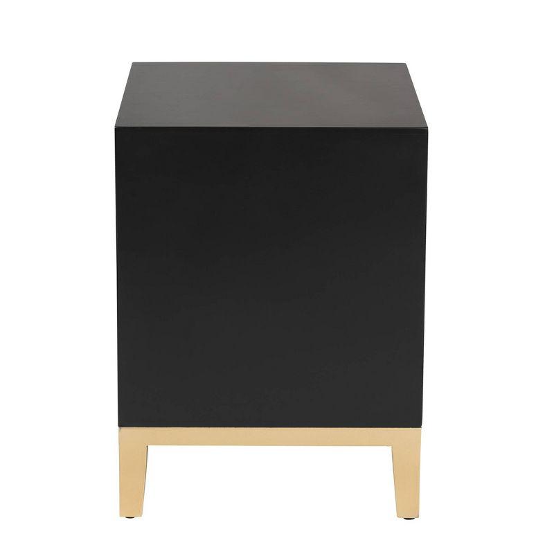 Donald Black and Gold Wood Metal 2-Drawer End Table